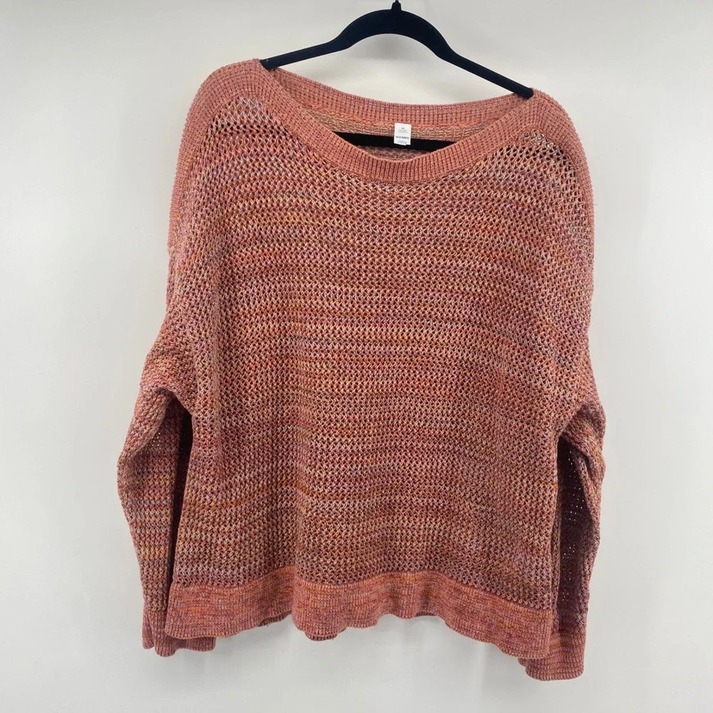 Old Navy Sweater Womens 2X Warm Multi Space Dye Cotton Modern Boatneck